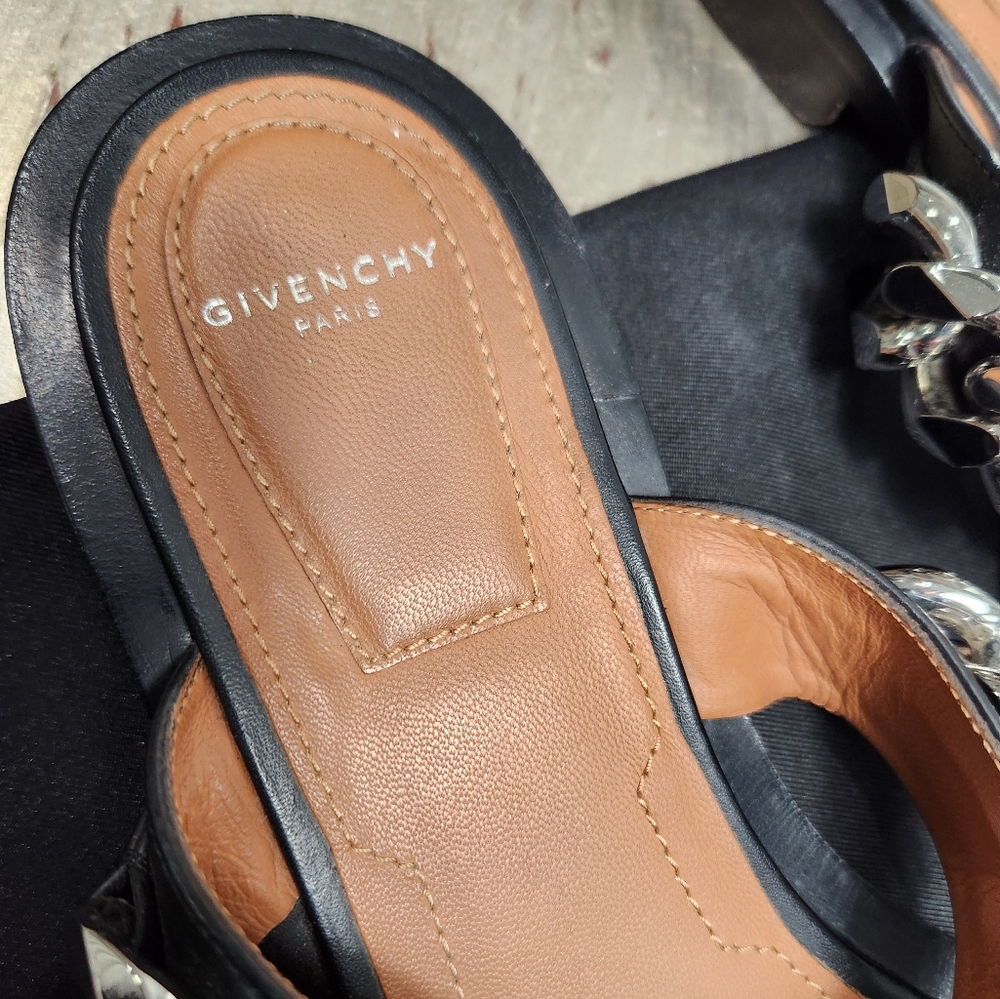 Givenchy Black and Silver Chain Sandals - Picture 7 of 11